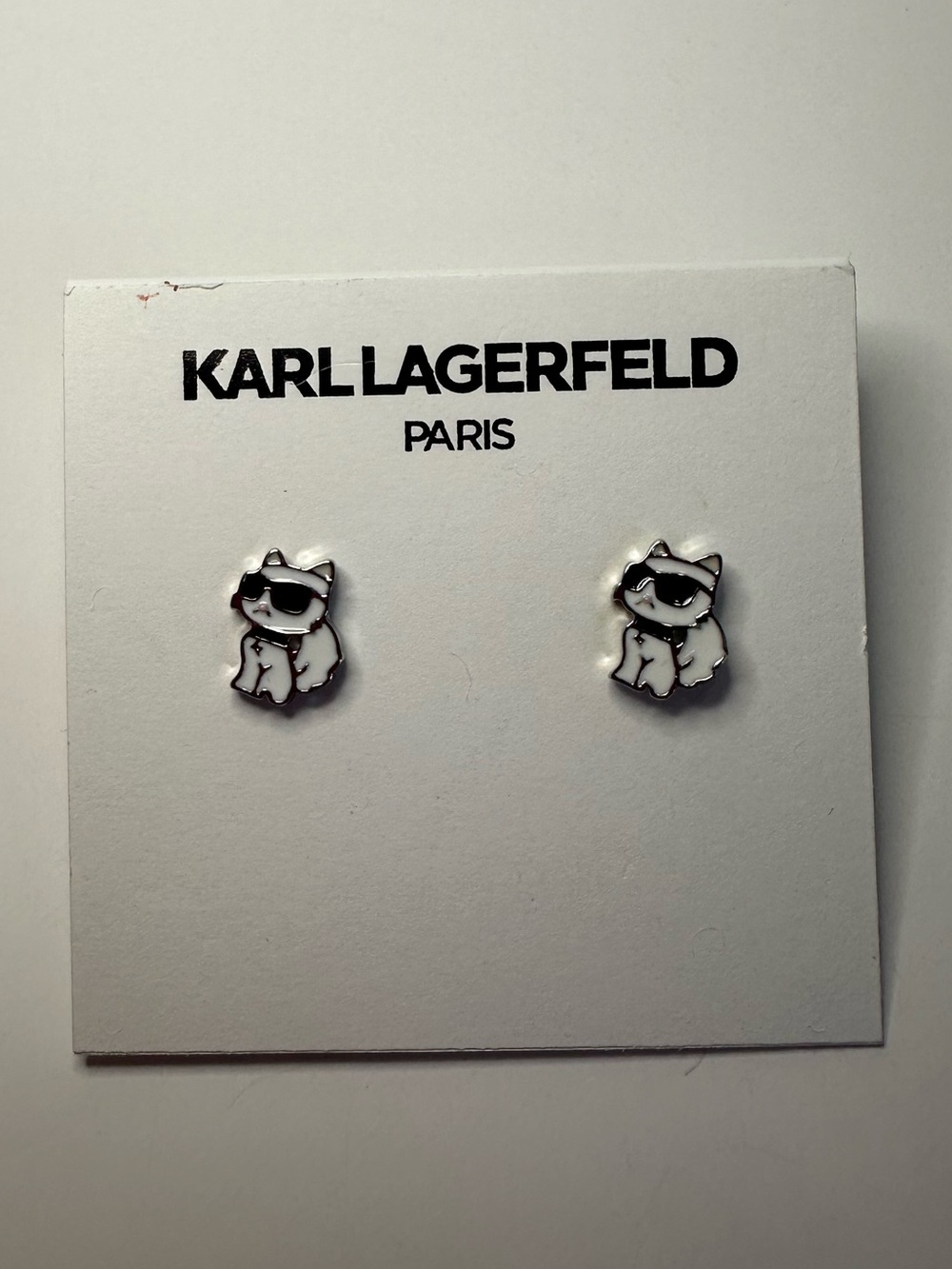 Karl Lagerfeld Paris New Choupette Cat Sunglasses Stud Earrings - Picture 3 of 7